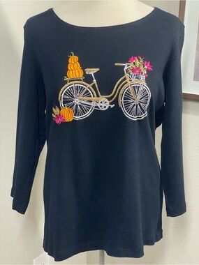 Karen Scott Embellished Cotton Fall Knit Top